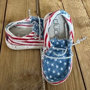 Hey Dude Wally Toddler Stars & Stripes Slip On Shoes Size US K7 / EU 23